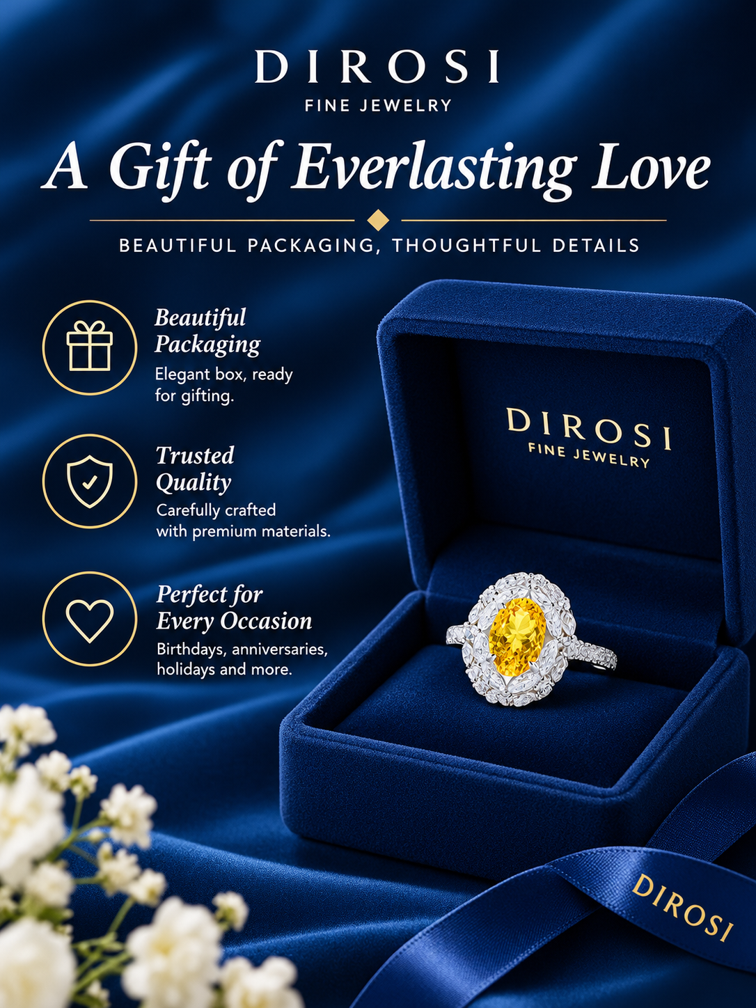 DIROSI Classic & Fashionable Oval Lab-Grown Yellow Diamond Halo Ring, S925 Sterling Silver, IGI Certified, Gift for Girlfriend & Mom